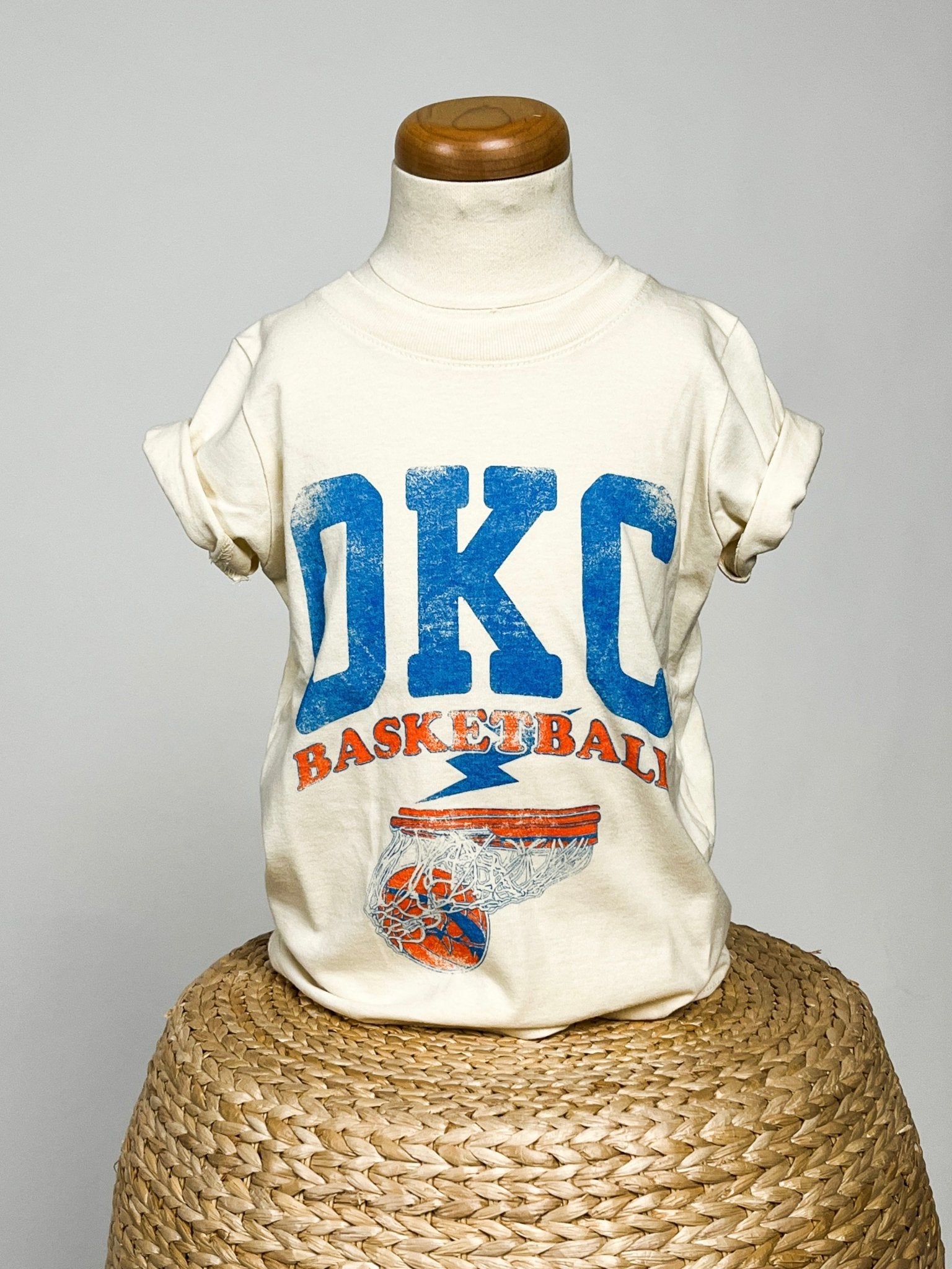 Kids OKC basketball established t-shirt off white - Trendy OKC Apparel at Lush Fashion Lounge Boutique in Oklahoma City