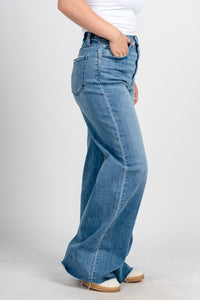 Daze far out high rise wide leg jeans right on | Lush Fashion Lounge: boutique women's jeans, fashion jeans for women, affordable fashion jeans, cute boutique jeans