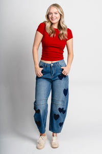 Fitted baby tee deep red - Trendy Valentine's T-Shirts at Lush Fashion Lounge Boutique in Oklahoma City