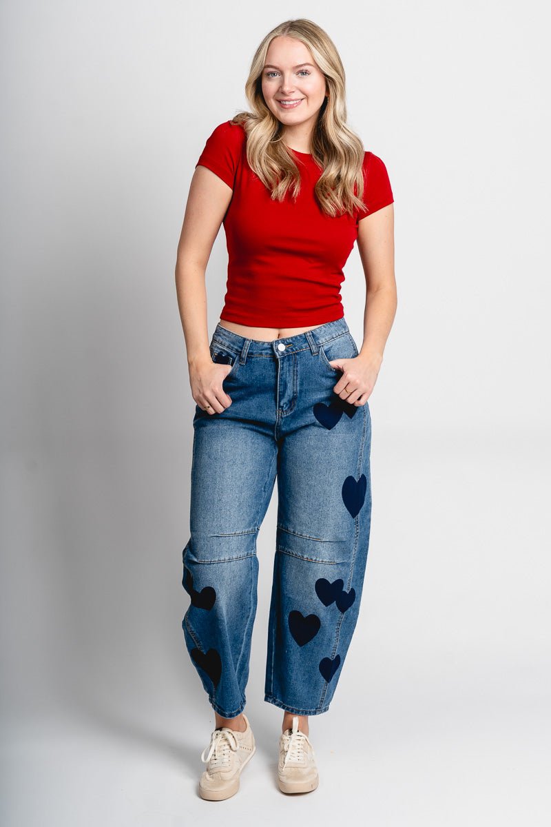 Fitted baby tee deep red - Trendy Valentine's T-Shirts at Lush Fashion Lounge Boutique in Oklahoma City