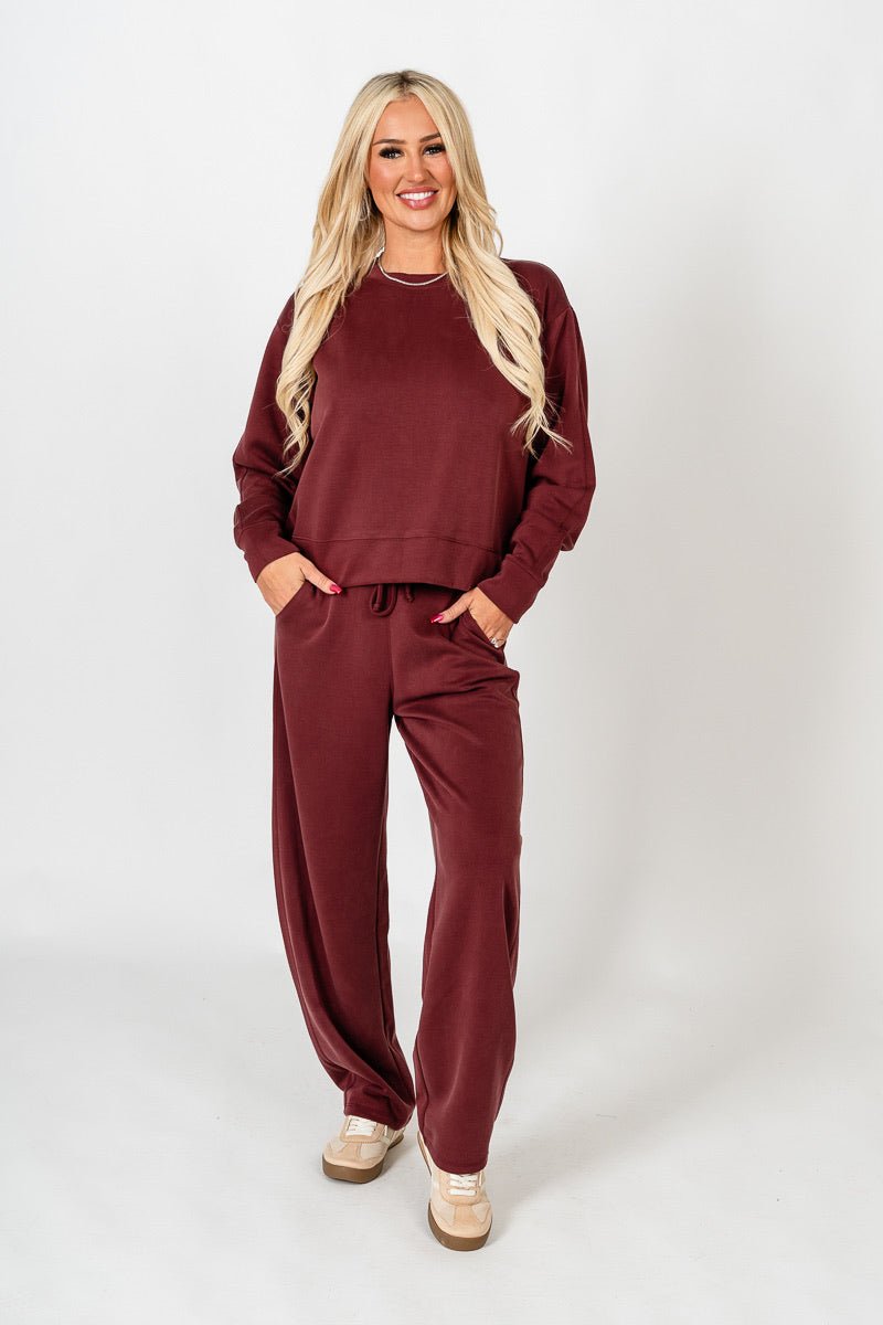 Techno thumbhole long sleeve top maroon