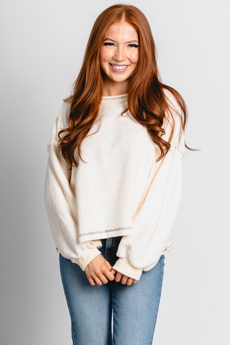 Terry open back top cream