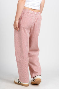 Striped barrel pants white/red | Lush Fashion Lounge: women's boutique pants, boutique women's pants, affordable boutique pants, women's fashion pants