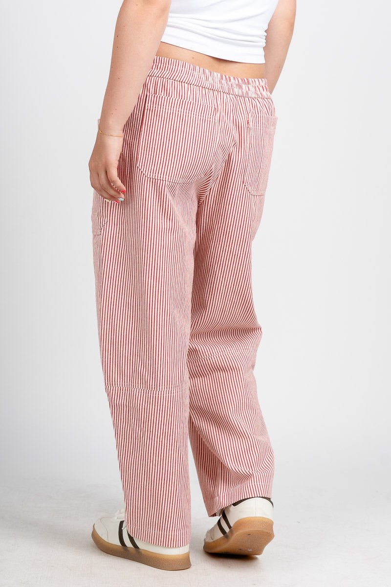 Striped barrel pants white/red | Lush Fashion Lounge: women's boutique pants, boutique women's pants, affordable boutique pants, women's fashion pants