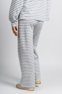 Striped wide leg pants grey/ivory - Fun pants - Unique Lounge Looks at Lush Fashion Lounge Boutique in Oklahoma