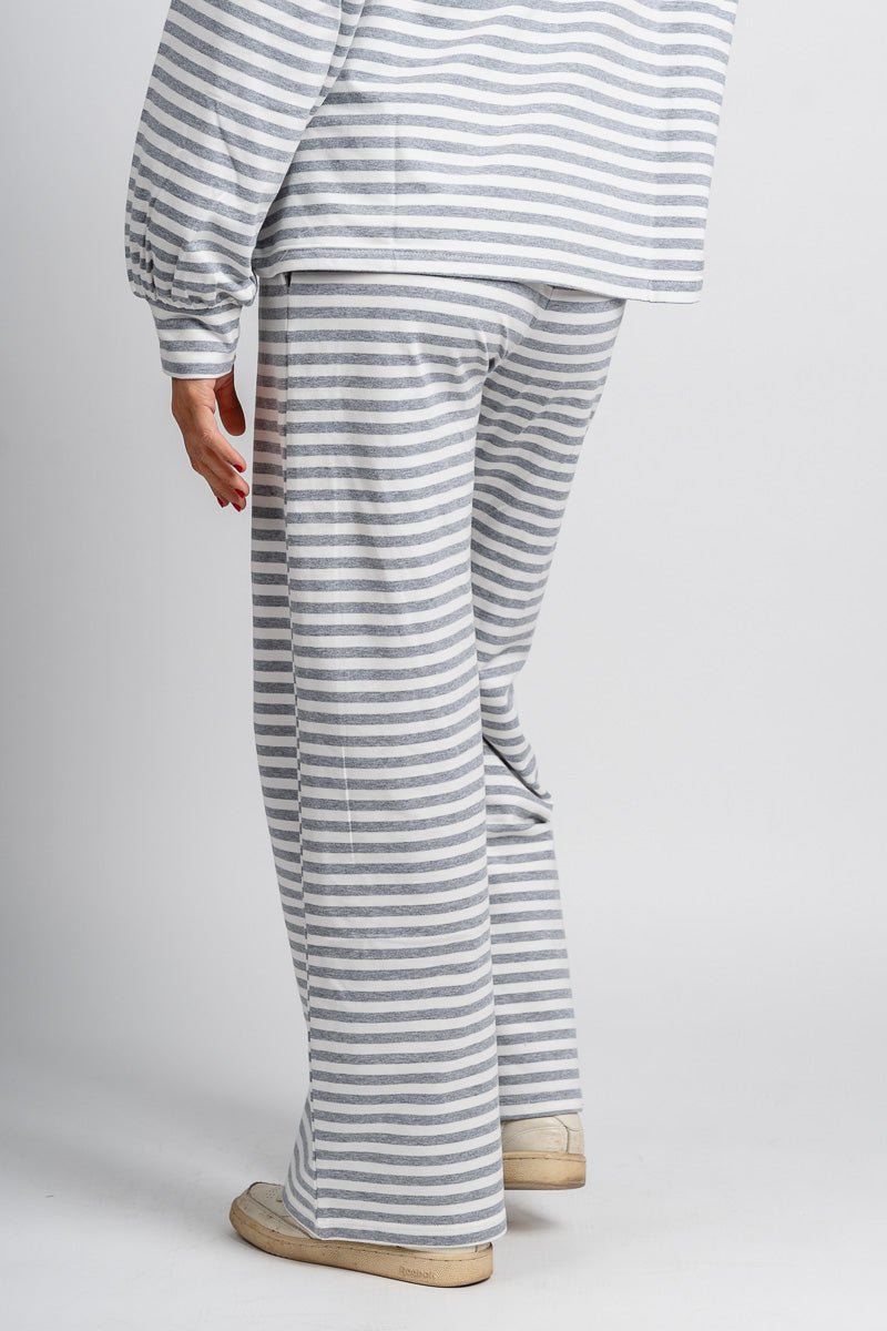 Striped wide leg pants grey/ivory - Fun pants - Unique Lounge Looks at Lush Fashion Lounge Boutique in Oklahoma