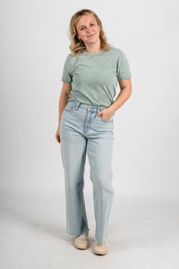 Daze pleaser high rise wide ankle jeans detour | Lush Fashion Lounge: boutique women's jeans, fashion jeans for women, affordable fashion jeans, cute boutique jeans