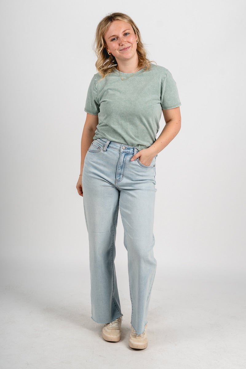 Daze pleaser high rise wide ankle jeans detour | Lush Fashion Lounge: boutique women's jeans, fashion jeans for women, affordable fashion jeans, cute boutique jeans