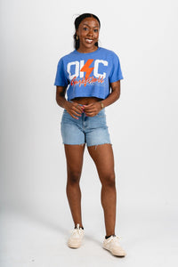 OKC basketball bolt lines crop t-shirt royal - Trendy OKC Thunder T-Shirts at Lush Fashion Lounge Boutique in Oklahoma City
