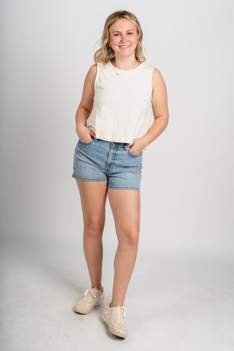 Boxy crop tank top cream - Trendy Tank Top - Fashion Tank Tops at Lush Fashion Lounge Boutique in Oklahoma City
