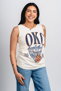 Oklahoma City big basketball comfort color tank top off white - Trendy Oklahoma City Basketball T-Shirts Lush Fashion Lounge Boutique in Oklahoma City