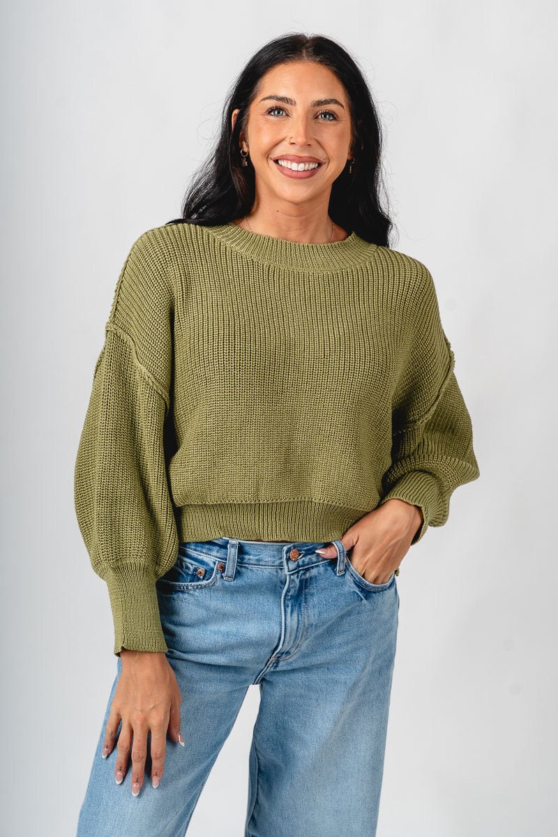 Mock neck boxy sweater olive – Boutique Sweaters | Fashionable Sweaters at Lush Fashion Lounge Boutique in Oklahoma City