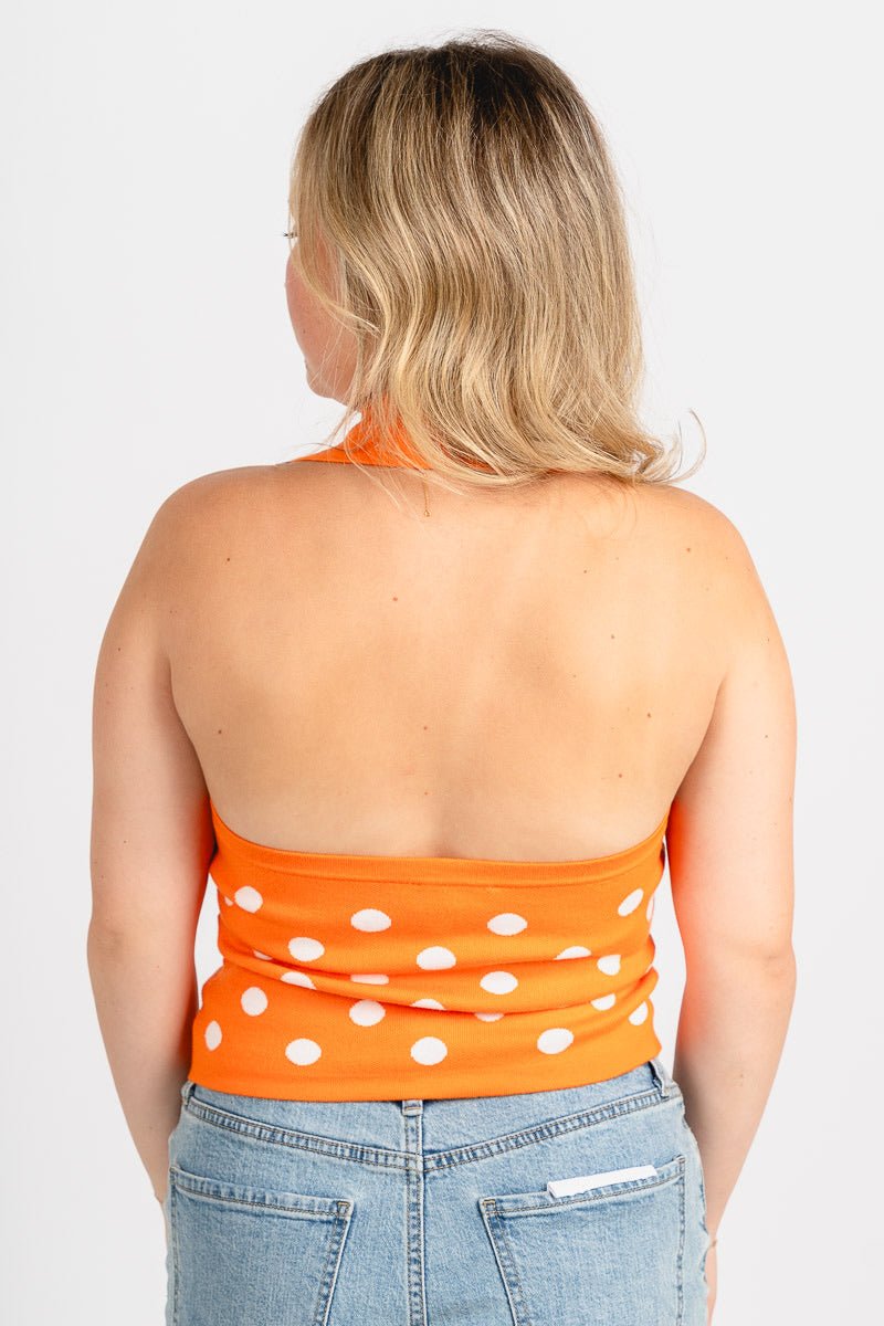 Polka dot halter top orange/white