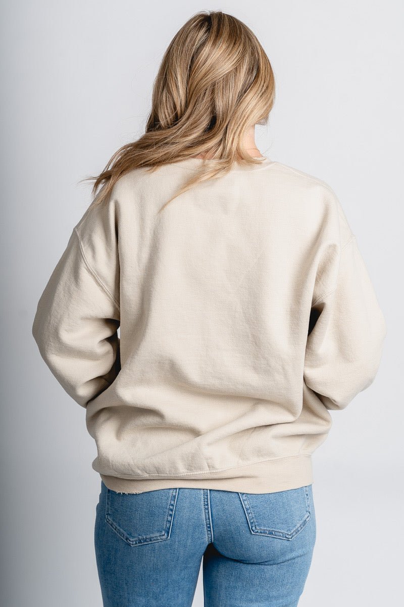 OKC big basketball thrifted sweatshirt natural - Vintage OKC Basketball T-Shirts at Lush Fashion Lounge Boutique in Oklahoma City