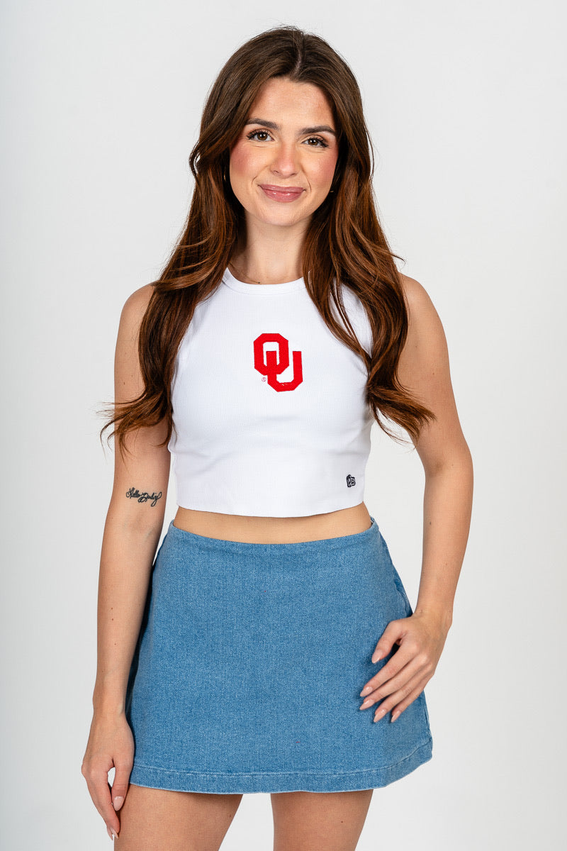 OU Sooners cut off tank top white