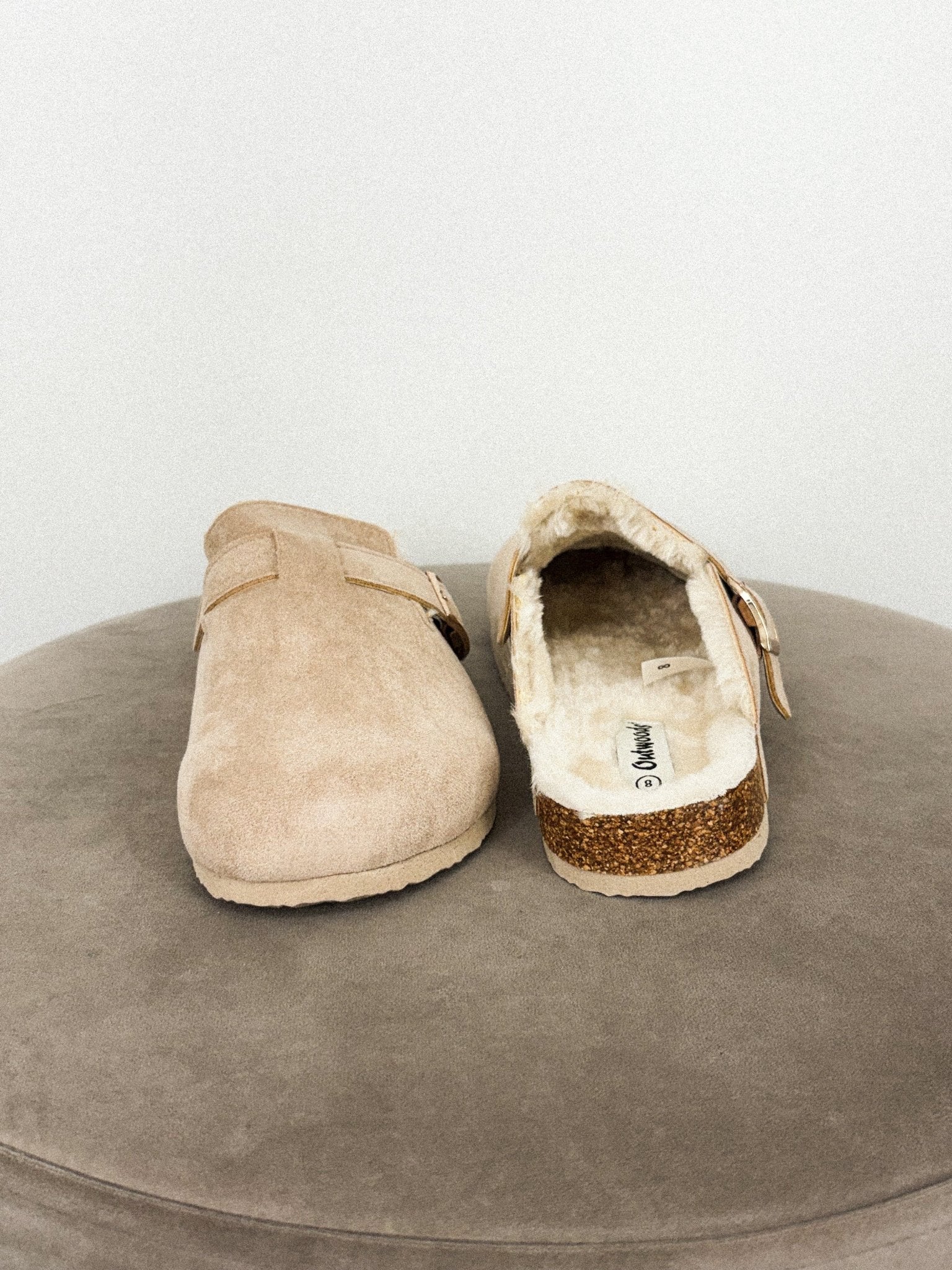 Cozy fur lined mule sand - Affordable Shoes - Boutique Shoes at Lush Fashion Lounge Boutique in Oklahoma City