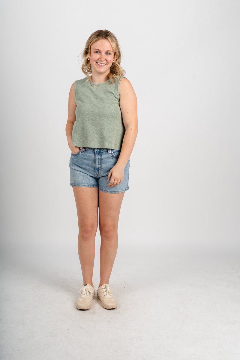 Boxy crop tank top sage green - Trendy Tank Top - Fashion Tank Tops at Lush Fashion Lounge Boutique in Oklahoma City