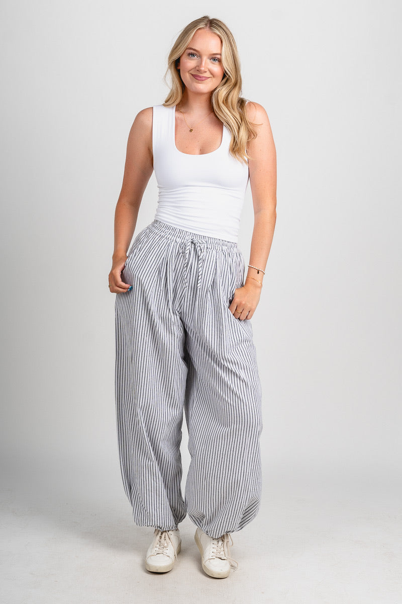 Striped balloon pants white/black
