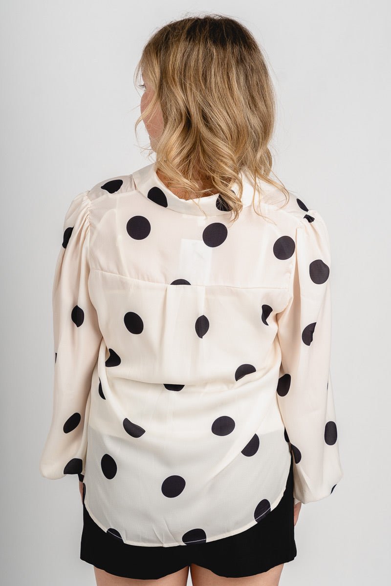Polka dot blouse ivory/black