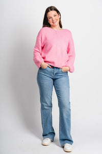 Bow back sweater pink – Unique Sweaters | Lounging Sweaters and Womens Fashion Sweaters at Lush Fashion Lounge Boutique in Oklahoma City