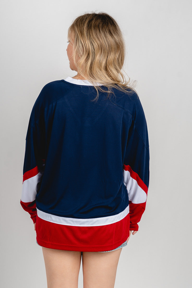 American flag jersey top navy