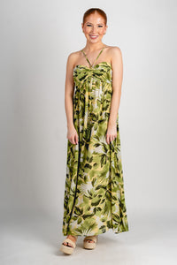 Tropical baby doll maxi dress Ibiza lemon - Trendy dress - Cute Vacation Collection at Lush Fashion Lounge Boutique in Oklahoma City