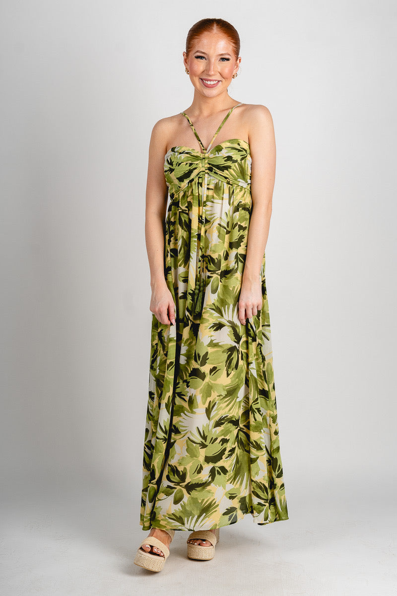 Tropical baby doll maxi dress Ibiza lemon - Trendy dress - Cute Vacation Collection at Lush Fashion Lounge Boutique in Oklahoma City