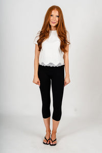 High rise capri leggings black | Lush Fashion Lounge: women's boutique leggings, boutique fashion leggings, boutique exercise leggings, cute affordable leggings
