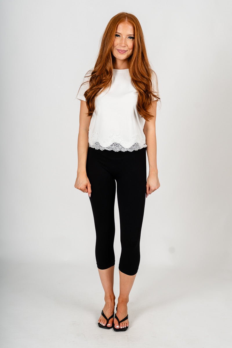 High rise capri leggings black | Lush Fashion Lounge: women's boutique leggings, boutique fashion leggings, boutique exercise leggings, cute affordable leggings