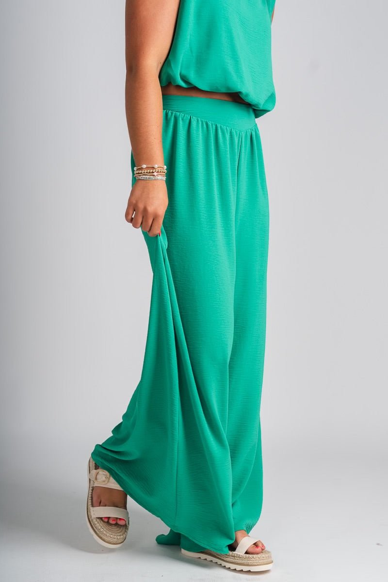 Wide leg pants green - Stylish Pants - Trendy Staycation Outfits at Lush Fashion Lounge Boutique in Oklahoma City