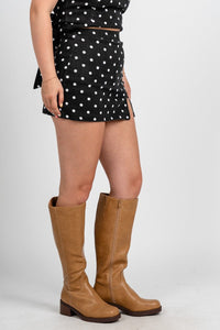 Polka dot denim skirt black/white | Lush Fashion Lounge: boutique fashion skirts, affordable boutique skirts, cute affordable skirts