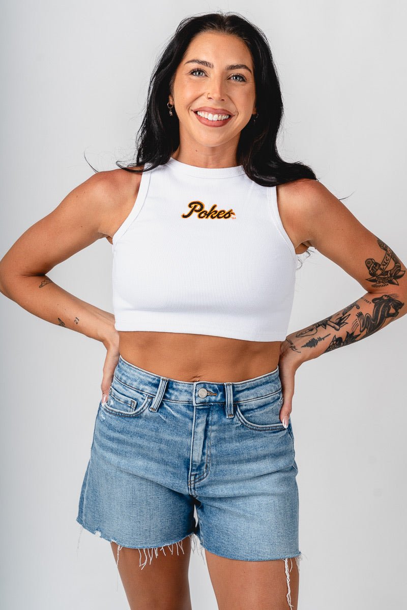 OSU OSU Cowboys ribbed micro tank top white tank top | Lush Fashion Lounge Trendy Oklahoma State Cowboys Apparel & Cute Gameday T-Shirts