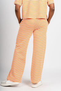 Striped wide leg pants orange/white - Trendy OKC Thunder T-Shirts at Lush Fashion Lounge Boutique in Oklahoma City