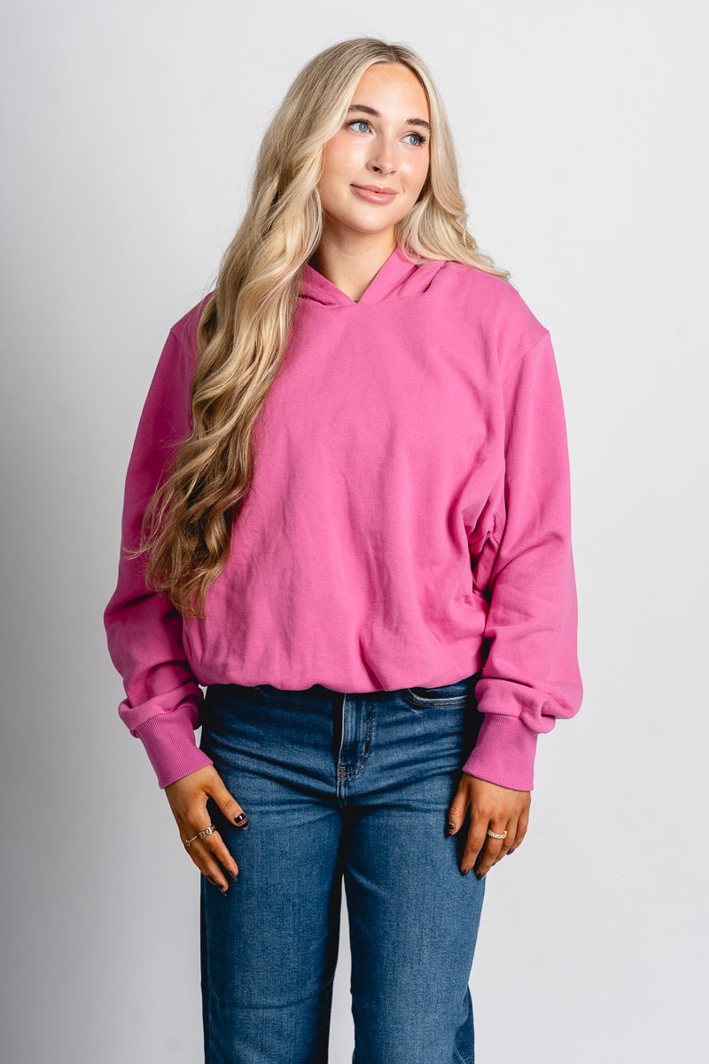 Remi bubble hem hoodie bubblegum