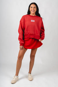 OU Boomer Sooner Becca crew neck sweatshirt crimson Sweatshirt | Lush Fashion Lounge Trendy Oklahoma University Sooners Apparel & Cute Gameday T-Shirts