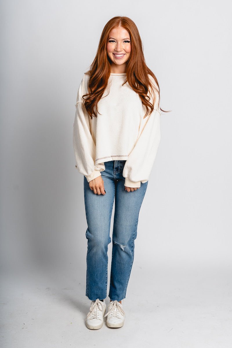 Terry open back top cream