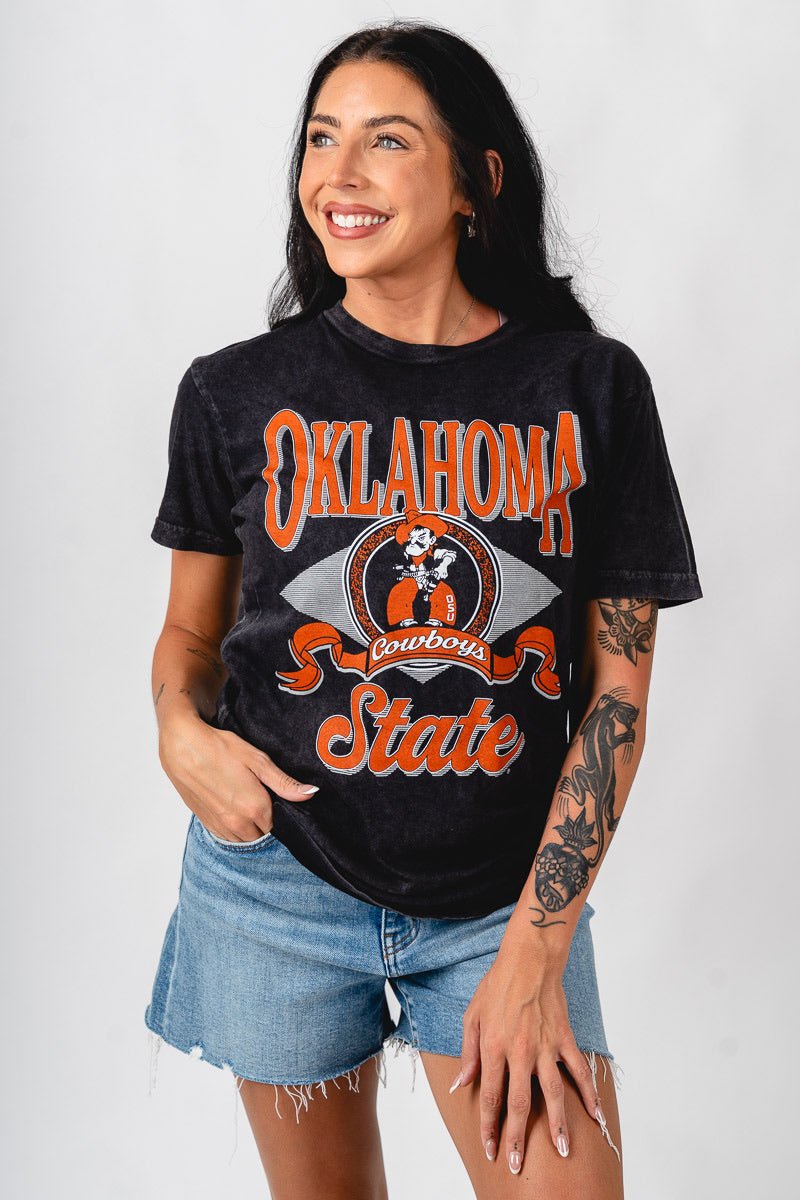 OSU OSU circle Pete banner t-shirt vintage black T-shirt | Lush Fashion Lounge Trendy Oklahoma State Cowboys Apparel & Cute Gameday T-Shirts