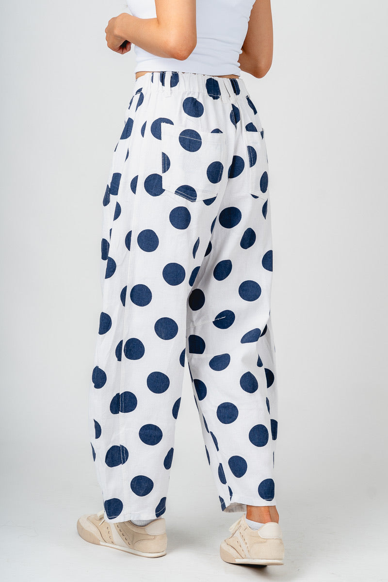 Polka dot barrel jeans white/navy