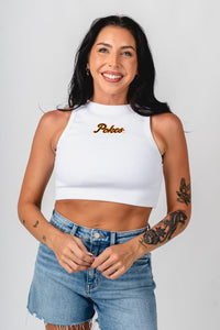 OSU OSU Cowboys ribbed micro tank top white tank top | Lush Fashion Lounge Trendy Oklahoma State Cowboys Apparel & Cute Gameday T-Shirts