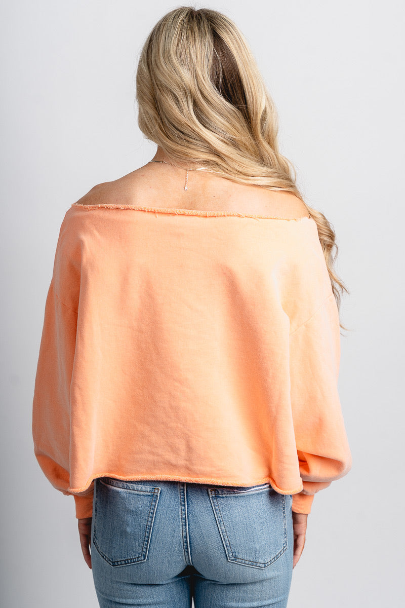 Off shoulder sweatshirt light orange