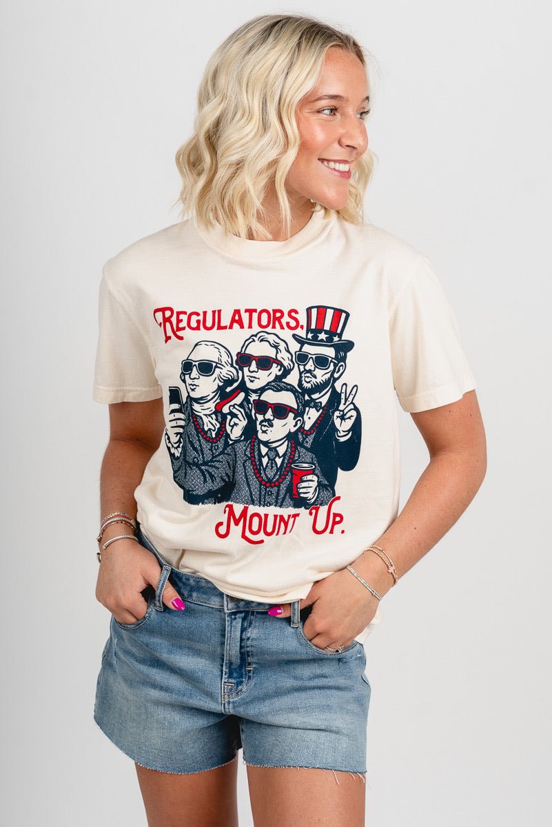 USA regulators comfort colors t-shirt natural - Adorable T-shirt - Stylish Patriotic Summer Graphic Tees at Lush Fashion Lounge Boutique in OKC