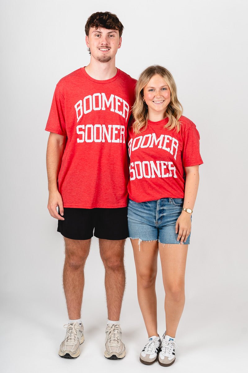 OU OU Sooners boomer sooner simple unisex t-shirt red T-shirt | Lush Fashion Lounge Trendy Oklahoma University Sooners Apparel & Cute Gameday T-Shirts