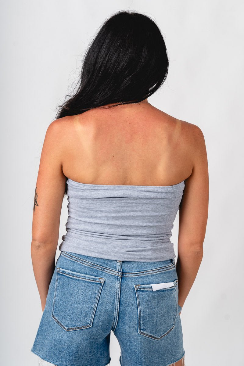 OSU OSU Cowboys football icon tube top grey top | Lush Fashion Lounge Trendy Oklahoma State Cowboys Apparel & Cute Gameday T-Shirts