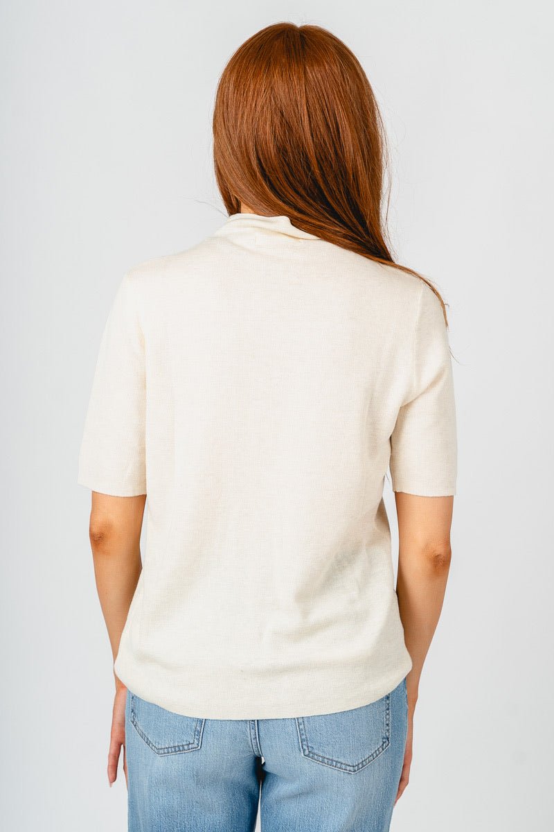 Long sleeve mock neck top cream