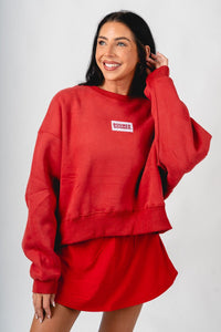 OU Boomer Sooner Becca crew neck sweatshirt crimson Sweatshirt | Lush Fashion Lounge Trendy Oklahoma University Sooners Apparel & Cute Gameday T-Shirts