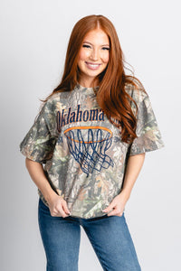 OKC basketball swoosh camo t-shirt green - Trendy OKC Apparel at Lush Fashion Lounge Boutique in Oklahoma City