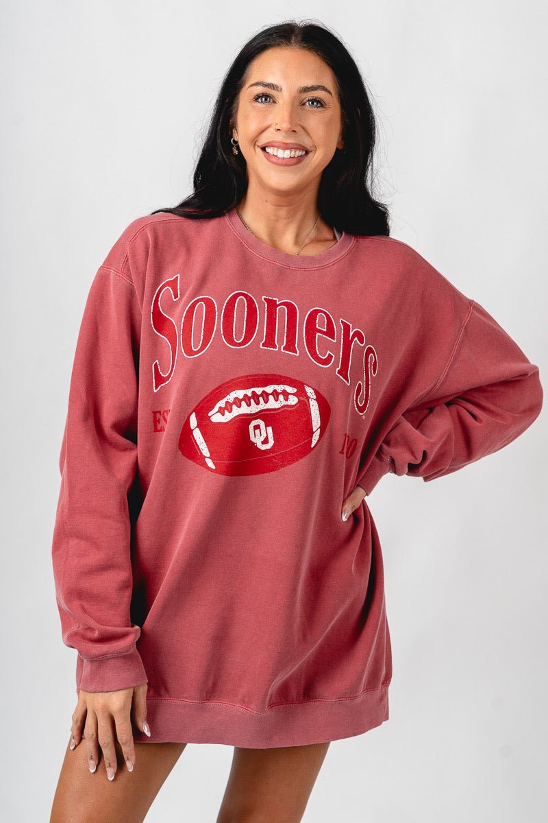 OU OU Sooners 1890 football oversized sweatshirt crimson Sweatshirt | Lush Fashion Lounge Trendy Oklahoma University Sooners Apparel & Cute Gameday T-Shirts