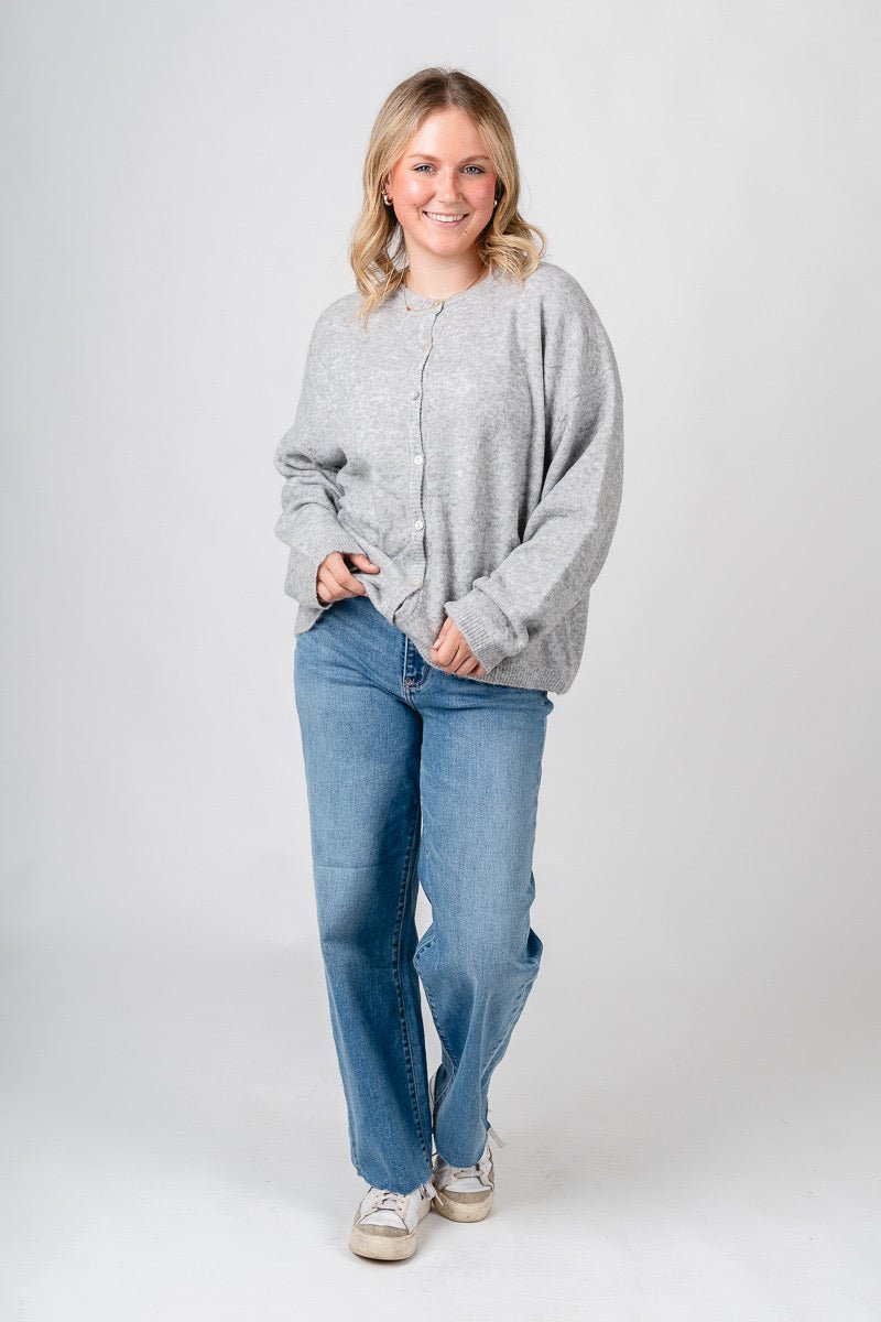 Button up sweater cardigan heather grey