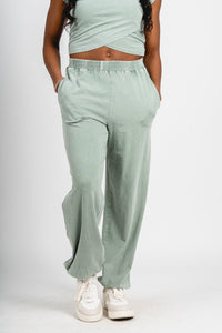 Washed joggers sage - Cute joggers - Fun Cozy Basics at Lush Fashion Lounge Boutique in Oklahoma City