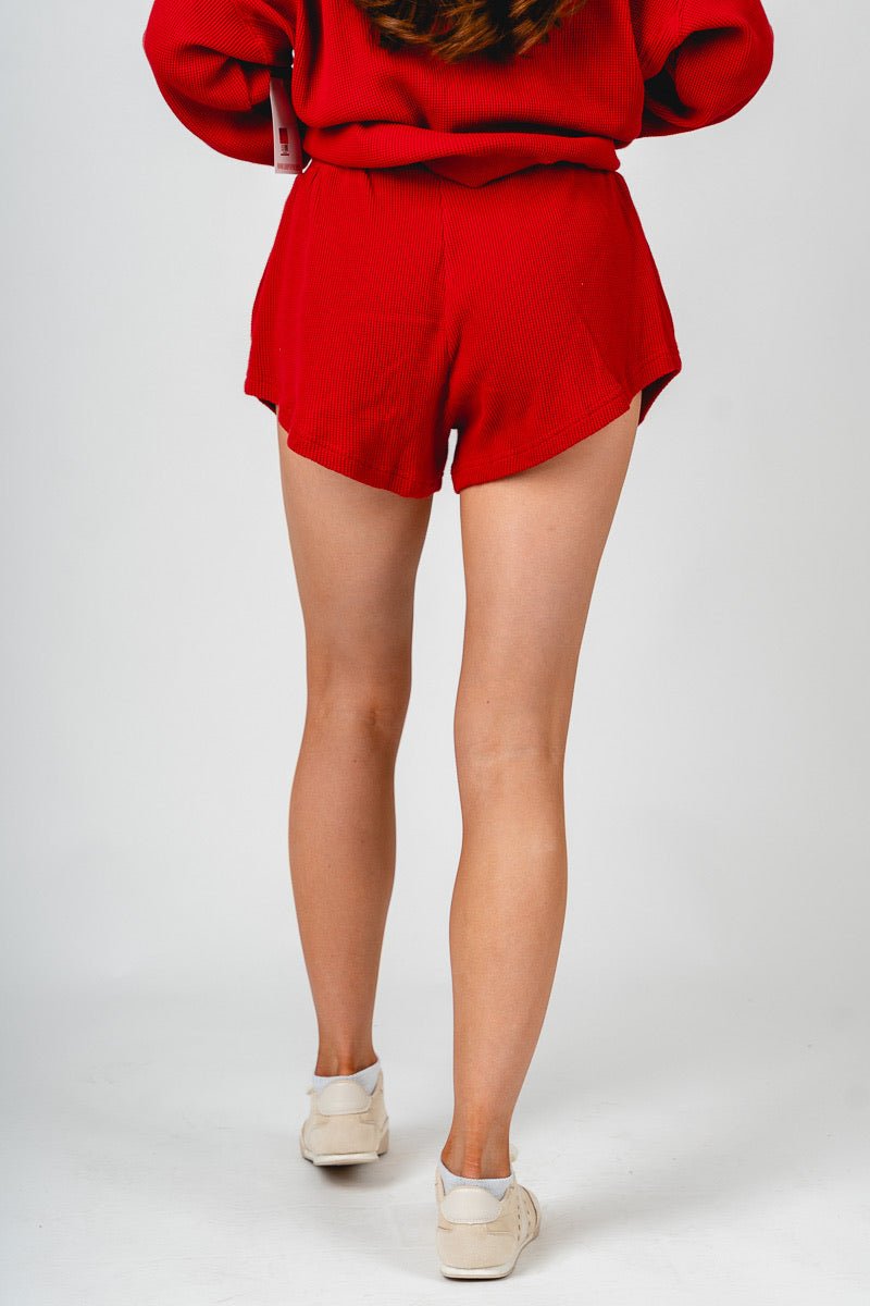 Pocket waffle shorts red